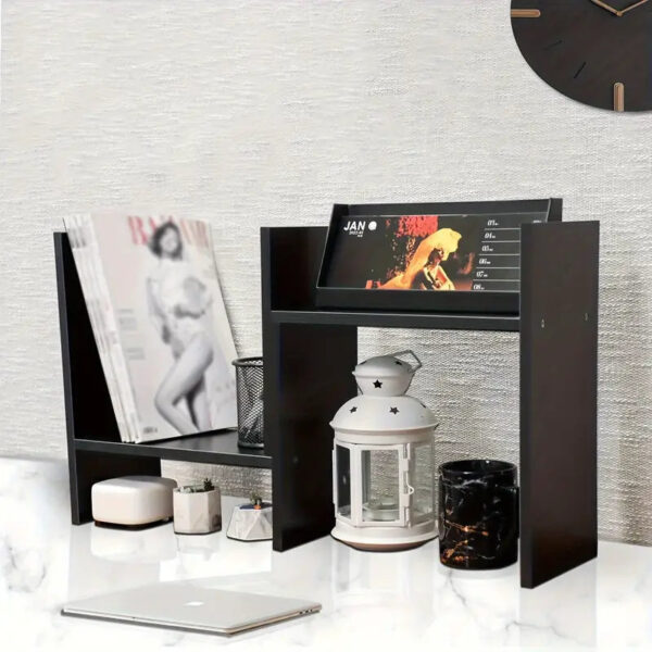 941a9a4cba4b1f994a28e4db472f1348.jpg Adjustable Wood Bookshelf: Classic Desk Organizer & Storage Rack