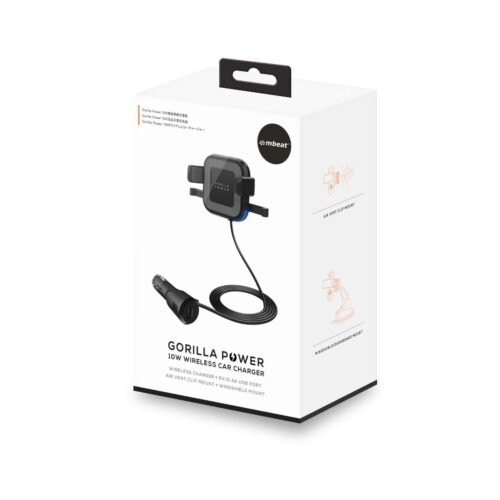 NNEDSZ mbeat Gorilla Power 10W Wireless Car Charger With 2.4A USB Charging, Air Vent Clip & Windshield Stand