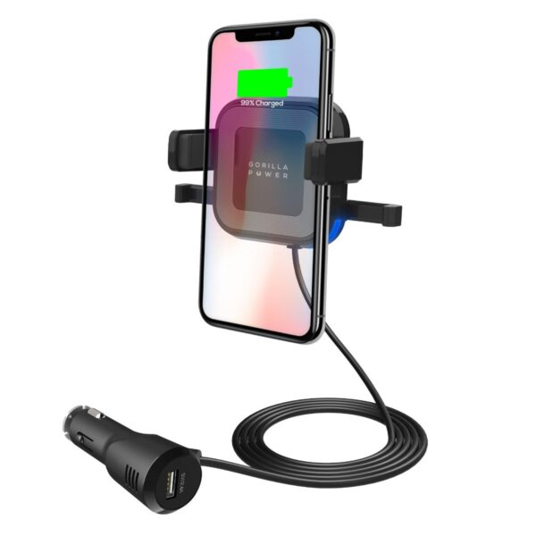 V186-MB-WCS-02-27435-01.jpg NNEDSZ mbeat Gorilla Power 10W Wireless Car Charger With 2.4A USB Charging, Air Vent Clip & Windshield Stand