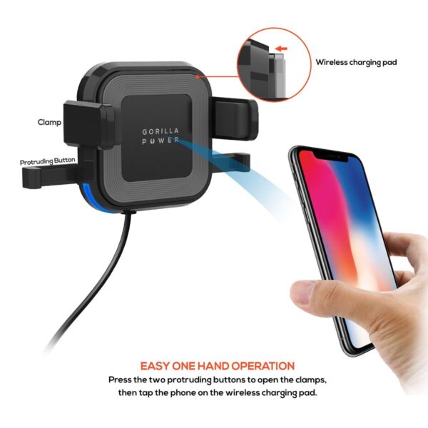 V186-MB-WCS-02-27435-03.jpg NNEDSZ mbeat Gorilla Power 10W Wireless Car Charger With 2.4A USB Charging, Air Vent Clip & Windshield Stand