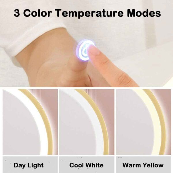 V324-CS-HOMIRGD403-GOLD-LED-DESK-MIRRO-3-02.jpg NNEDSZ Touch Screen Table Desktop LED Light Vanity Mirror Makeup Mirror Round Mirror 40cm