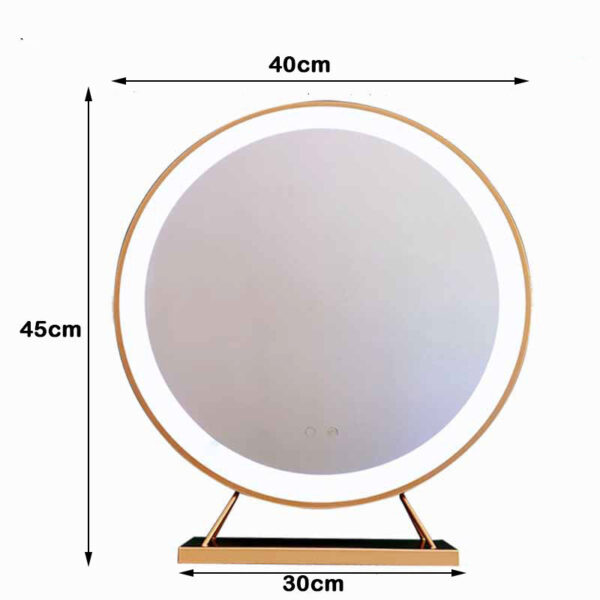 V324-CS-HOMIRGD403-GOLD-LED-DESK-MIRRO-5-04.jpg NNEDSZ Touch Screen Table Desktop LED Light Vanity Mirror Makeup Mirror Round Mirror 40cm
